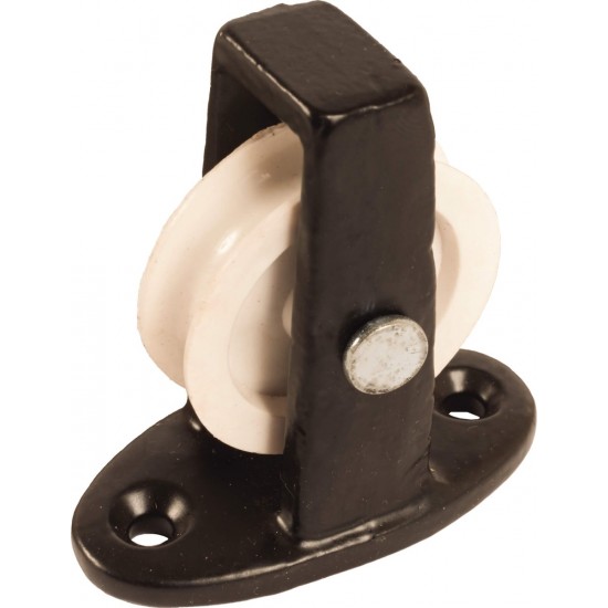 38mm Upright Cast Pulley Blk with Nylon Wheel